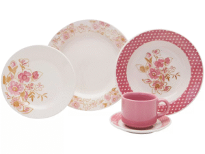 Aparelho de Jantar Chá 30 Peças Biona - Cerâmica Redondo Rosa Donna AE30-5160 - Imagem 2