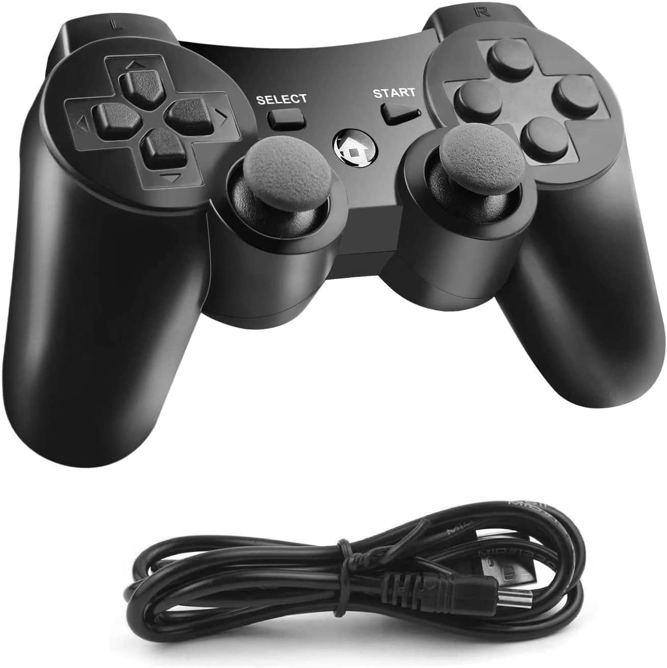 055bfe8ba94abee53ae4ef55e9bf2517.jpg Controle sem fio PS3 compatível com Playstation 3, joystick Bluetooth sem fio com cabo carregador - Imagem 1
