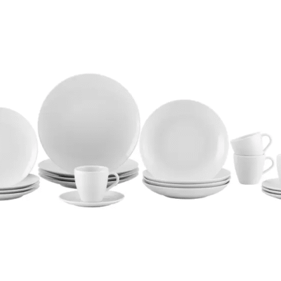 Aparelho de Jantar e Chá 20 Peças Tramontina de Porcelana Branco Redondo Silvia