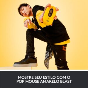Mouse Sem Fio Logitech POP, 4000 DPI, Botão Emoji Customizável, SilentTouch, Compacto, USB, Bluetooth, Amarelo - Imagem 8