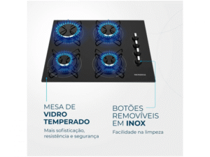 Cooktop 4 Bocas Mondial a Gás GLP Preto Bivolt - Imagem 2