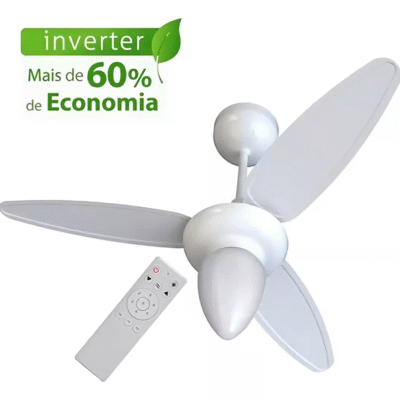 Ventilador De Teto Wind C/ Controle Bivolt Ventisol 3 pás Branco Bivolt
