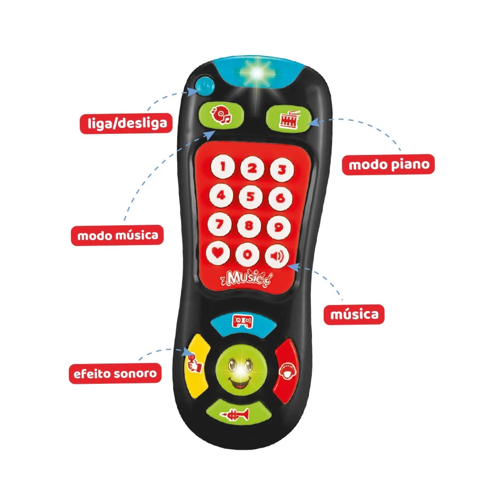 1783b3928141cd080c360fe18e6123ae.png Controle Remoto de Tv Preto com Luz e Som Multikids BR1510 - Imagem 1