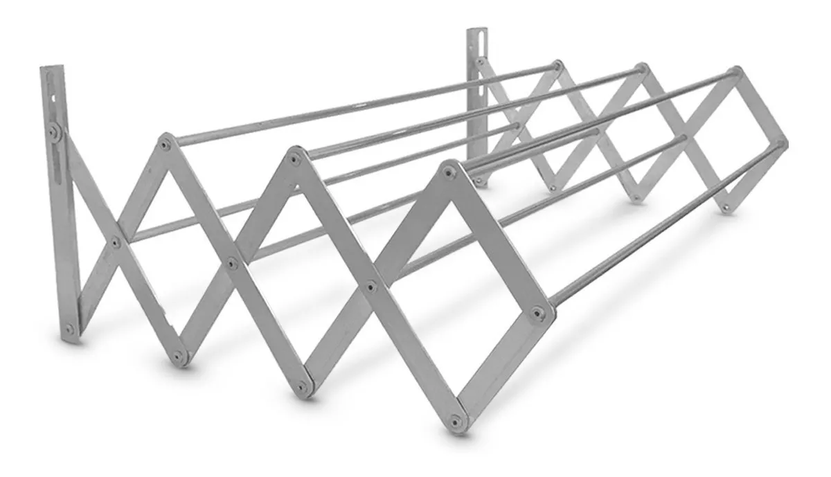 1a5bd0e79a6234e845d0bdd17bebbf11.png Varal De Parede Sanfonado 90cm Alumínio - Imagem 1