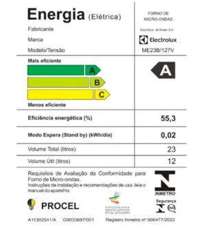 Micro-ondas Electrolux Efficient, 23 Litros, 4 Receitas, Branco - ME23B 220V - Imagem 7