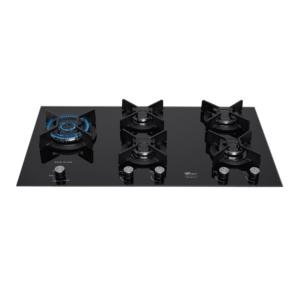 Cooktop a Gás Fischer 5 Bocas (Preto) Tripla Chama Infinity Duo com Trempe de ferro fundido Mesa Vidro Bivolt