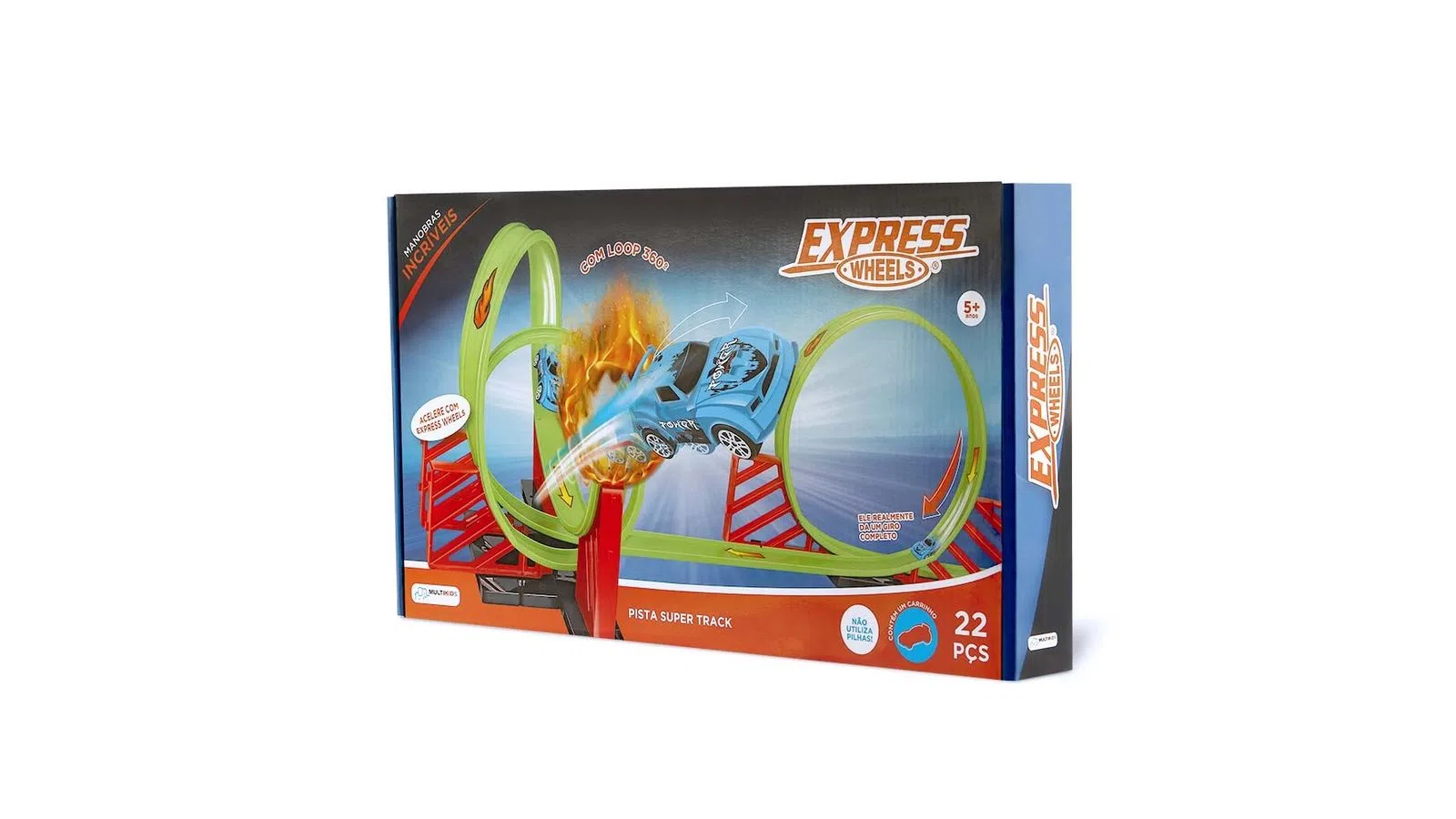 1f85fdb0118b35e24a3e0c85d5a2efc2.png Pista de Corrida Super Track com Loop e Carrinho Express Wheels Multikids BR1016 - Imagem 1