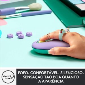 Mouse Sem Fio Logitech POP, 4000 DPI, Botão Emoji Customizável, SilentTouch, Compacto, USB, Bluetooth, Daydream - Imagem 4