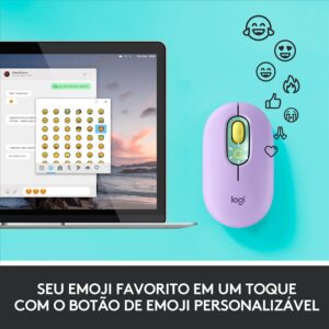 Mouse Sem Fio Logitech POP, 4000 DPI, Botão Emoji Customizável, SilentTouch, Compacto, USB, Bluetooth, Daydream - Imagem 2
