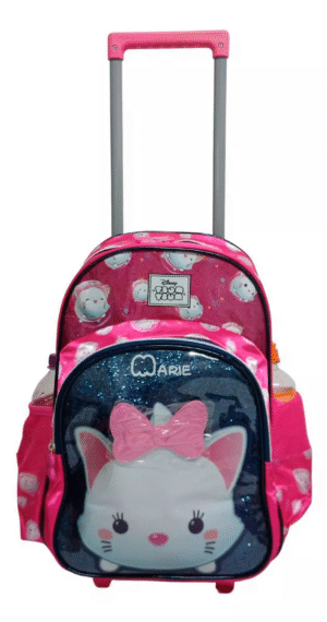 Mochila Escolar Infantil Com Rodinhas Tsum Tsum Marie Pink - Imagem 3