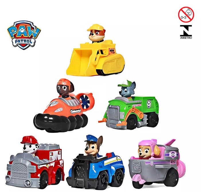 2735320d8518a931937510be45367390.jpg Kit Patrulha Canina Com 6 Carrinhos 6 Cachorros De Brinquedo - Imagem 1