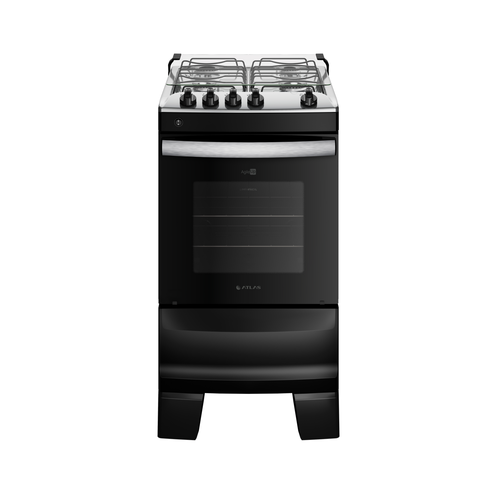 27fc8ca5e2e013769b4060fab0981557.png Fogão 4 Bocas Preto com Mesa Inox Atlas Agile Up Bivolt - Imagem 1
