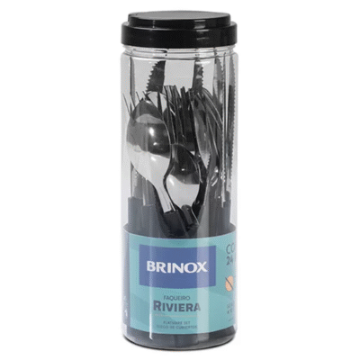Faqueiro Brinox Riviera com 24 Peças, Preto