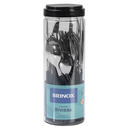 2d45c4894e59107382c38bfa30169a3b.png Faqueiro Brinox Riviera com 24 Peças, Preto - Imagem 1
