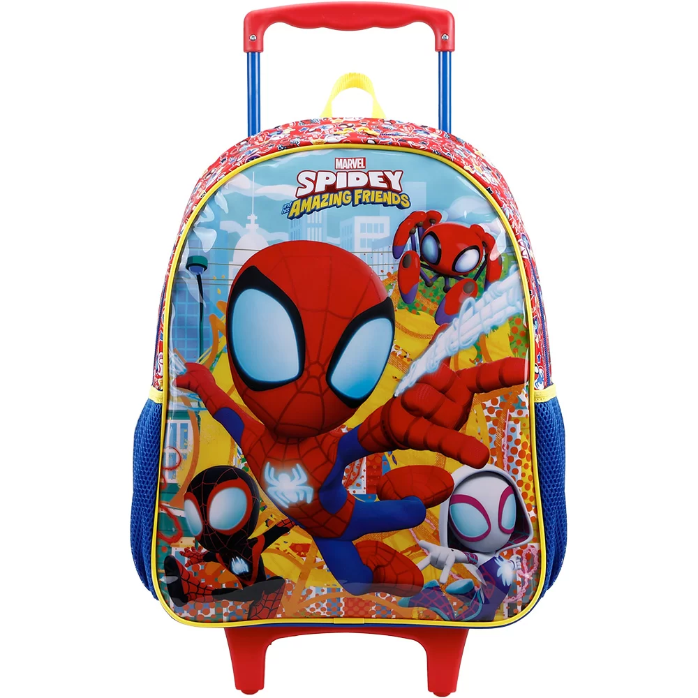 2d4b2be221e628106da6dfdef8321878.png Mochila Escolar Infantil de Rodinhas Marvel Spidey e Seus Amigos em Poliéster 14" Xeryus - Imagem 1
