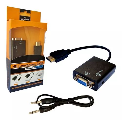 316990f7cad4d4aaa198f5a06ec042ac.png Cabo Conversor Hdmi Para Vga Com Saída De Áudio P2 - Imagem 1