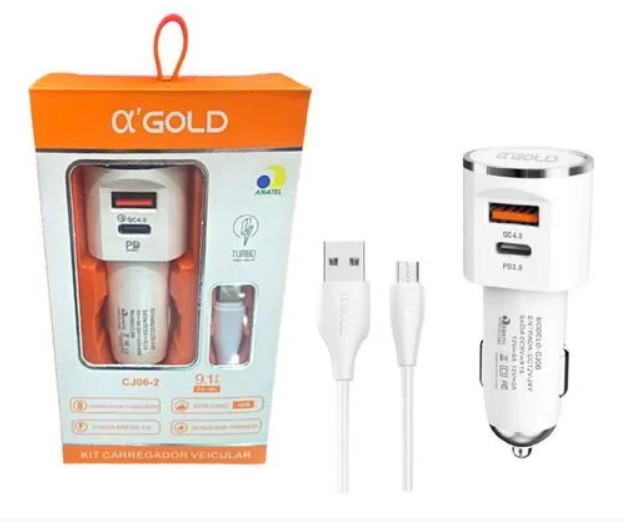 3226cd01e6e40b1301f3897fecb74170.jpg Carregador Veicular Usb + Tipo C + Cabo 1m Tipo C CJ06-3 - Imagem 1