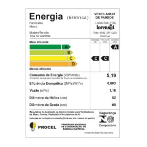 Ventilador de Parede Loren Sid 60cm Tufão Bivolt Preto - Imagem 10