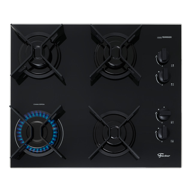 389260dbc87c096c9176aab793b8ae7d.jpg Cooktop a Gás Fischer 4 Bocas Fit Line Trempe Iron - Imagem 1