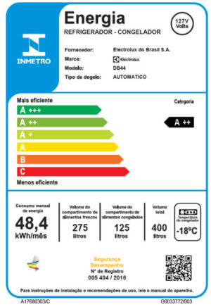 Geladeira Electrolux Frost Free 400L Efficient AutoSense Inverse Branca (DB44) 220V - Imagem 9