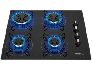 Cooktop 4 Bocas Mondial a Gás GLP Preto Bivolt