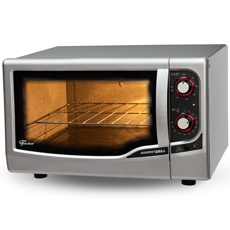 42cdd27bbb050df158d0022256491f1b.png Forno Elétrico Fischer Gourmet Grill, Autolimpante, 44 Litros, Prata - Imagem 1