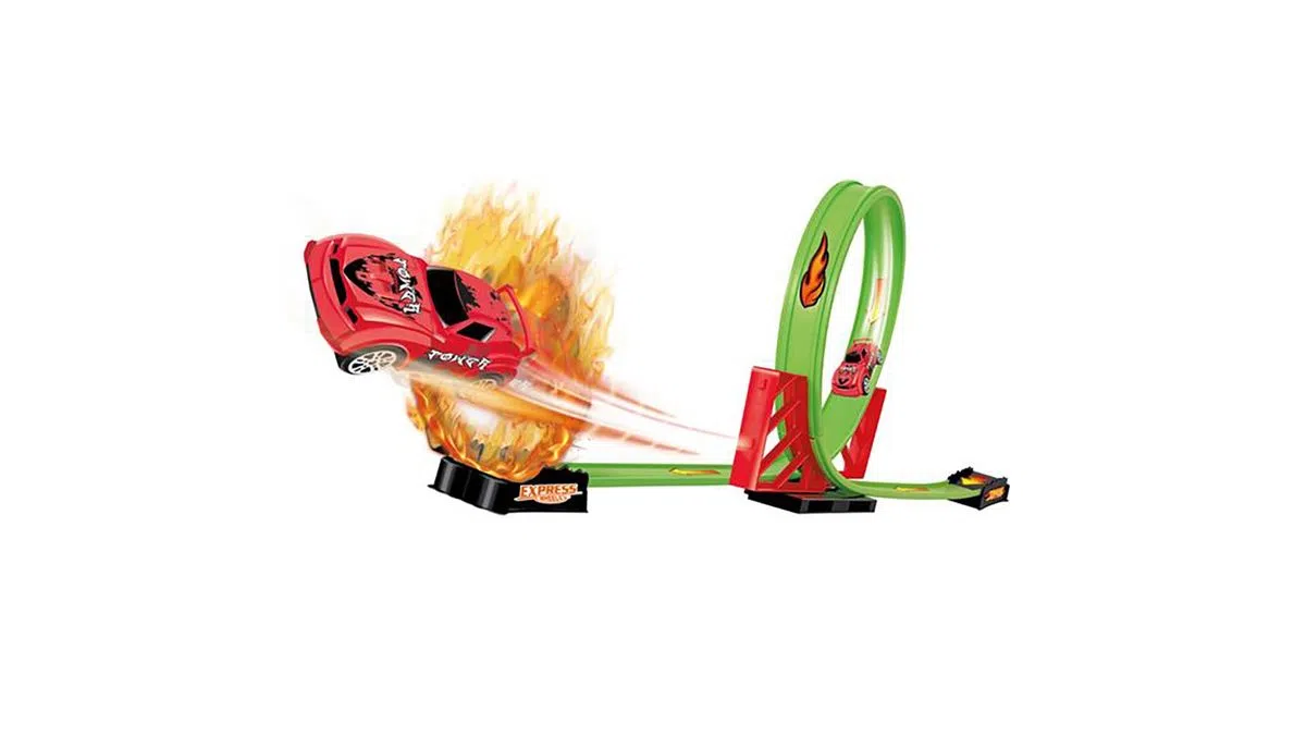 4751b522b8c8f63fd8c04bd4250c9520.png Pista de Corrida Single Loop Com Carrinho Express Wheels Multikids 12pc BR1017 - Imagem 1