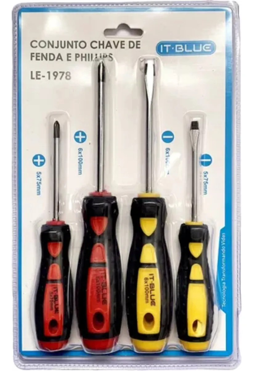 498dc75a1a6e3ff0d180fbfa70dfc7a1.png Kit Conjunto 2 Chaves De Fenda e 2 Phillips Le-1978 - Imagem 1
