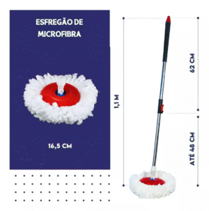 Mop Giratorio Com Cesto Em Inox C/2 Refil E Para Sabao -nybc - Imagem 4