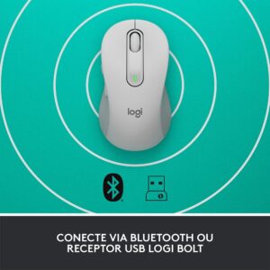 Mouse Sem Fio Logitech Signature M650 Branco, 2000 DPI, Compacto, 5 Botões, Silencioso, Bluetooth, USB - Imagem 6