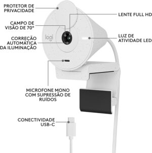 Webcam Full Hd Brio 300 Branco Logitech Off White - Imagem 4