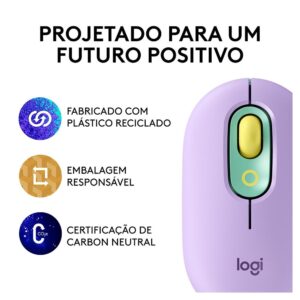 Mouse Sem Fio Logitech POP, 4000 DPI, Botão Emoji Customizável, SilentTouch, Compacto, USB, Bluetooth, Daydream - Imagem 7
