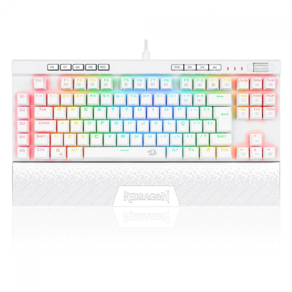 576229944c31c9b5aadef284f99b9062.jpg Teclado Mecânico Gamer Redragon K587 Magic-Wand Pro RGB, Switch Blue, White, ABNT, TKL, K587W-RGB-PRO (PT-BLUE) - Imagem 1