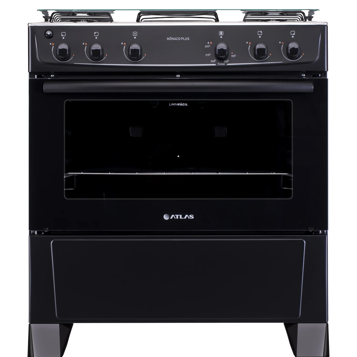 5a756d874054b31a12508c871710755e.png Fogão 5 Bocas Preto com Mesa Inox Atlas Mônaco Plus Bivolt - Imagem 1
