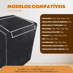 Capa Maquina De Lavar Brastemp Eletrolux Consul 12kg 13kg 14kg 15kg 17kg - Imagem 2