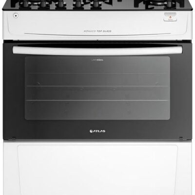 Fogão Atlas 5 Bocas Mônaco Top Glass Branco Com Acendimento Automático