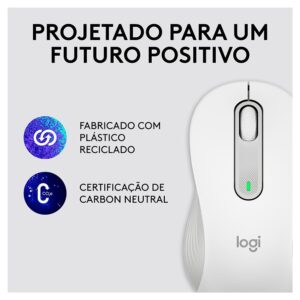 Mouse Sem Fio Logitech Signature M650 Branco, 2000 DPI, Compacto, 5 Botões, Silencioso, Bluetooth, USB - Imagem 4