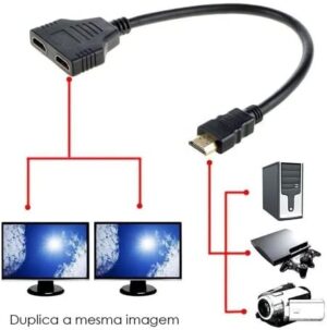 Cabo Divisor Hdmi Splitter 1080p Duplicador de Imagem 1x2 - Imagem 4