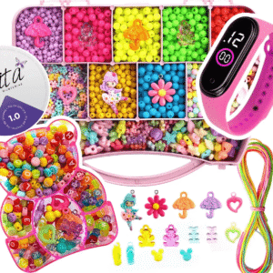 Kit Miçangas Infantil 3300 Peças para Montar Pulseiras Bolinhas + Relógio