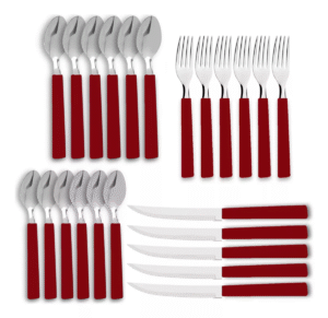 Faqueiro Riviera Em Aço Inox Vermelho 24 Pcs Brinox - Imagem 2
