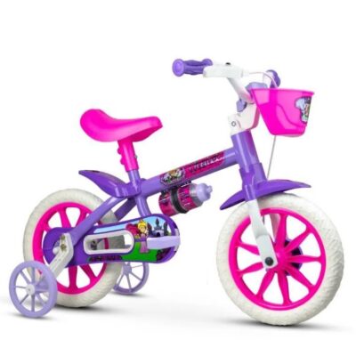 Bicicleta Infantil Nathor Aro 12 Violeta com Rodinhas Laterais
