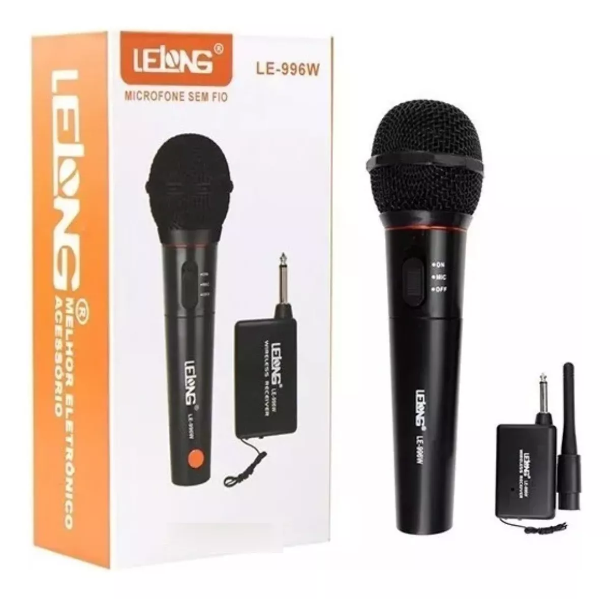 69b7e4b89a1029b5e9b963d4c63f8816.png Microfone Sem Fio Wireless Karaokê Preto Le-996w - Imagem 1