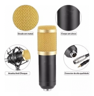 Kit Microfone Condensador Studio Gravação YouTuber Gamers LE-914 Completo - Imagem 5