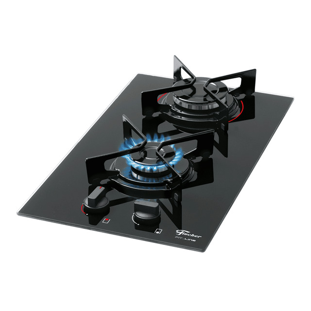 6ab779f9d727ba5fb0a51dbf2197664a.jpg Cooktop a Gás Fischer 2 Bocas Fit Line Mesa Vidro Bivolt - Imagem 1