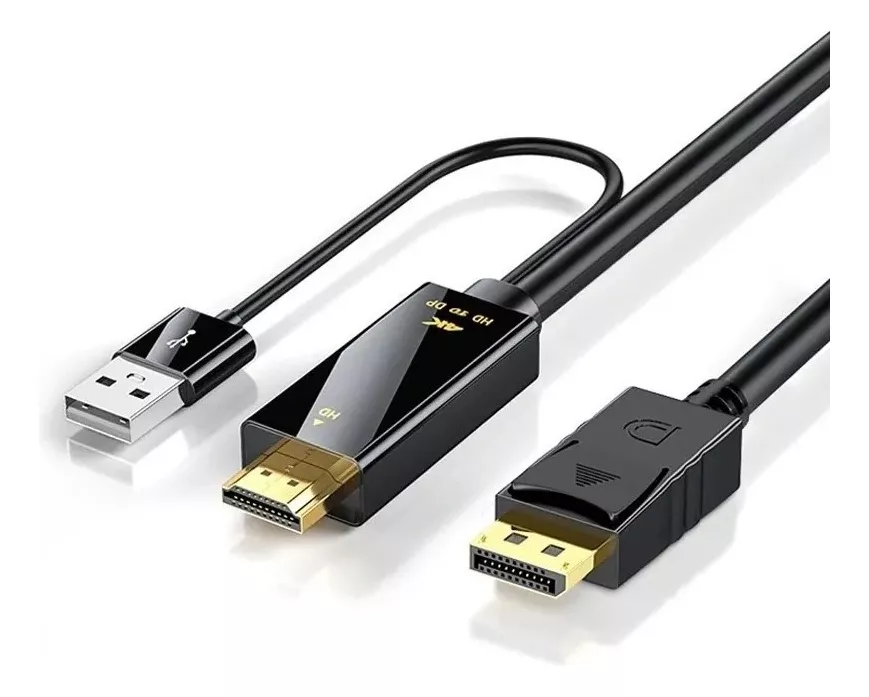 70e0d4b235c832b0ccf10b12dd60712f.png Cabo Adaptador Hdmi Para Displayport 4k Hdmi Dp 1.8 Metros - Imagem 1