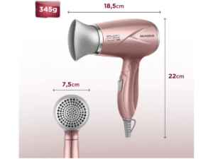 Secador de Cabelo Mondial Tourmaline Ion Golden - Rose 1200W 2 Velocidades Travel SC-47-GR - Imagem 5