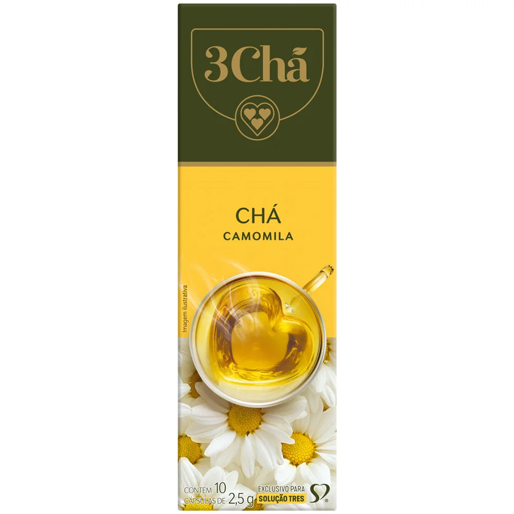 7865e2731bf6352130c75980a4c05639.png Cápsula de chá camomila, Compatível com Cafeteira Tres, 3 Tres corações - CX 10 UN - Imagem 1