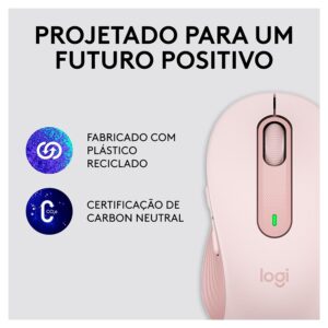 Mouse Sem Fio Logitech Signature M650, 2000 DPI, Rose, Compacto, 5 Botões, Silencioso, Bluetooth, USB - Imagem 4