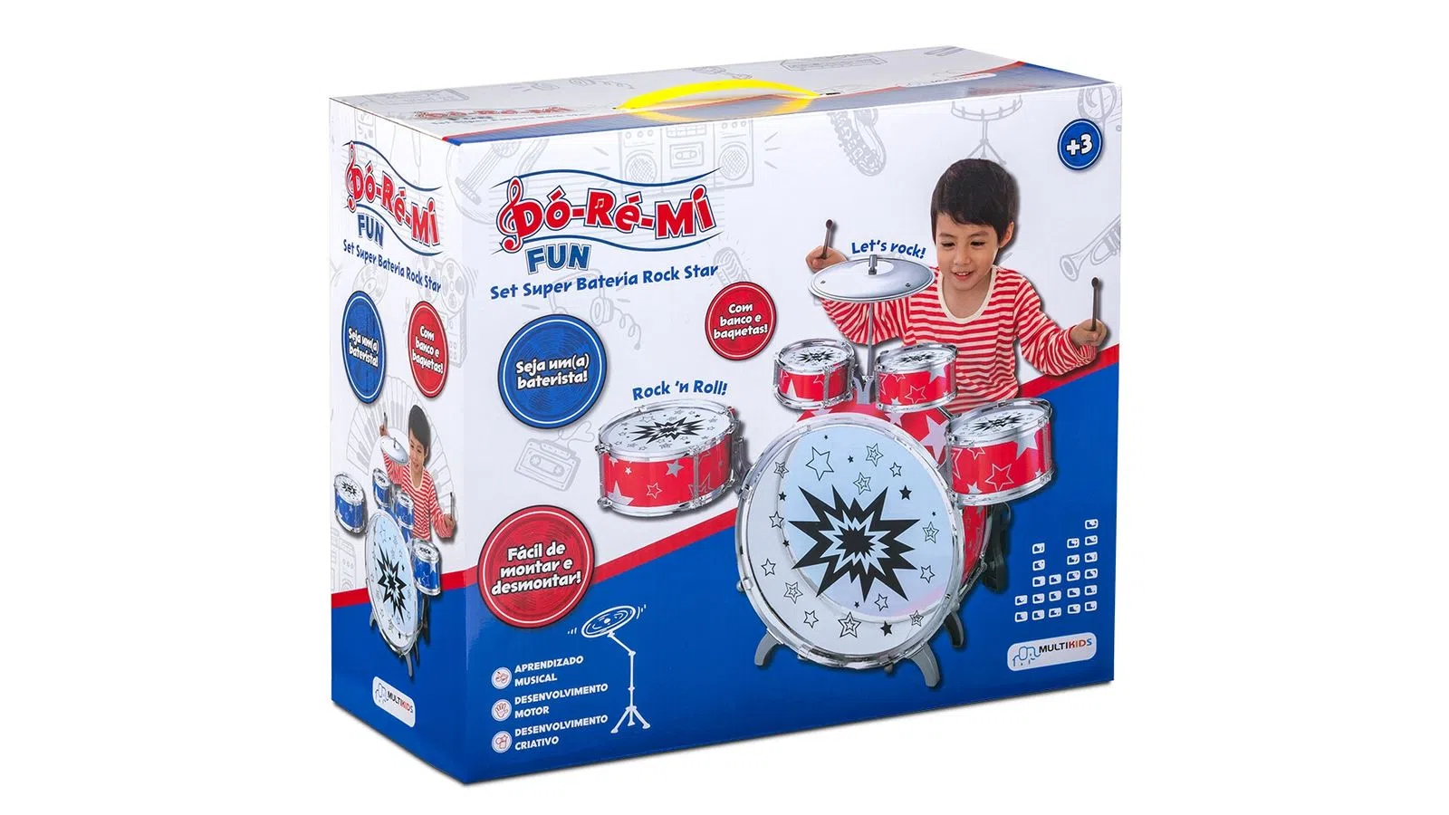 868a3965e703c9ca63a398763179ed1b.png Super Bateria Rock Star Vermelho Dó Ré Mi Fun Multikids BR1533 - Imagem 1