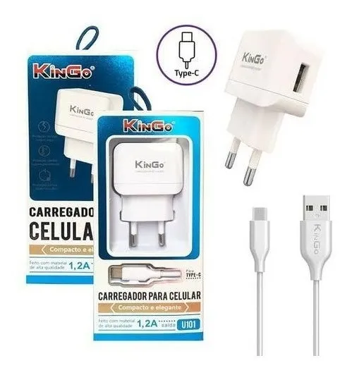 8814a4d964a013503d1030c2a6eab0e9.png Carregador Tipo C Kingo 2.1A (fonte usb mais cabo dados) - Imagem 1